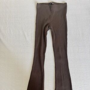 Zara Chocolate Ribbed Flared Leggings Size M